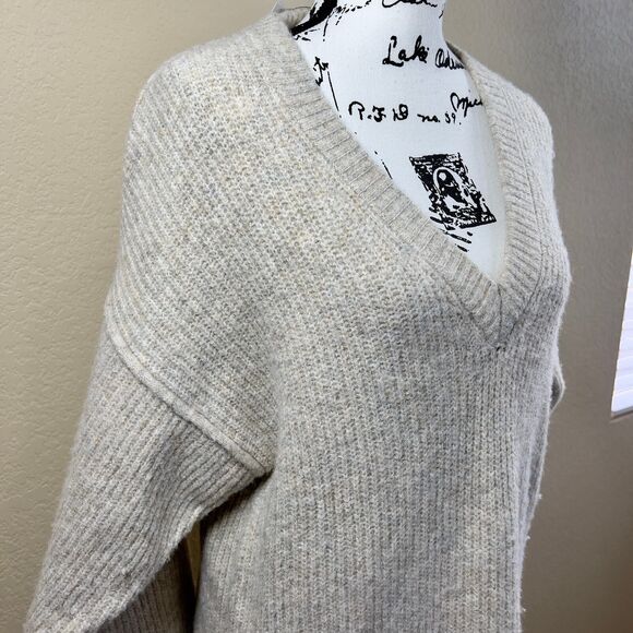 Topshop Oatmeal V-neckline knit Sweater relax tunic size XS lagenlook soft cozy - Picture 7 of 16